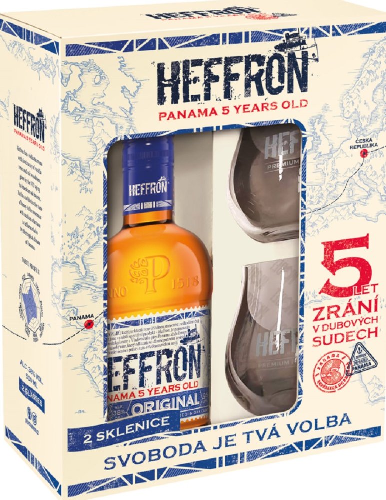 Heffron + 2 skla 38% 0,5l (dárkové balení 2 skleničky)
