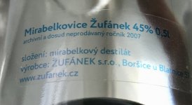 Aukce Žufánek Mirabelkovice 14y 2007 0,5l 45%