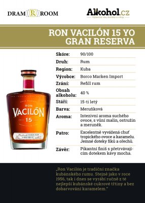 Ron Vacilón Gran Reserva 15y 0,04l 40%