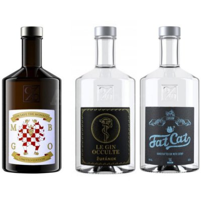 Aukce Žufánek Monkey Business Gin, Fat Cat Gin & Le Gin Occulte 3×0,5l 45%