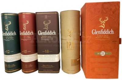 Aukce Glenfiddich set 5×0,7l GB