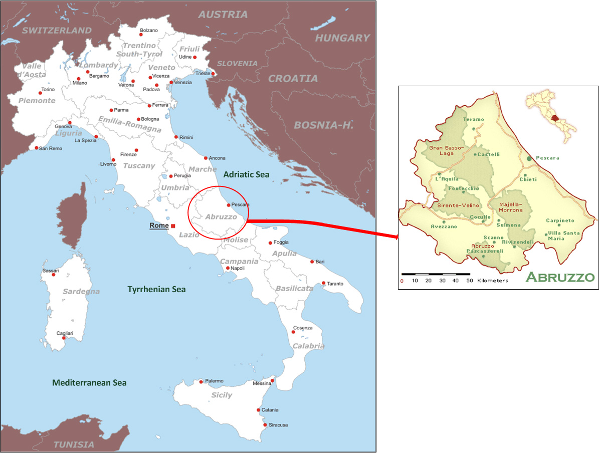 Mapa region Abruzzo